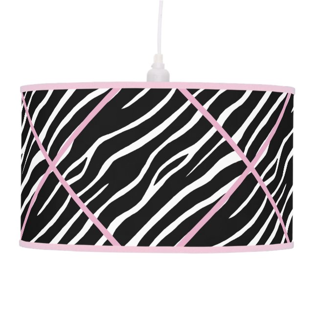 Pink Trimmed Zebra Print Lamp (Front)