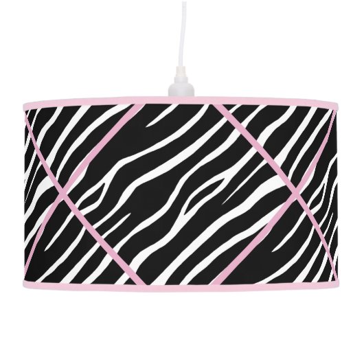 Pink Trimmed Zebra Print Lamp (Right)