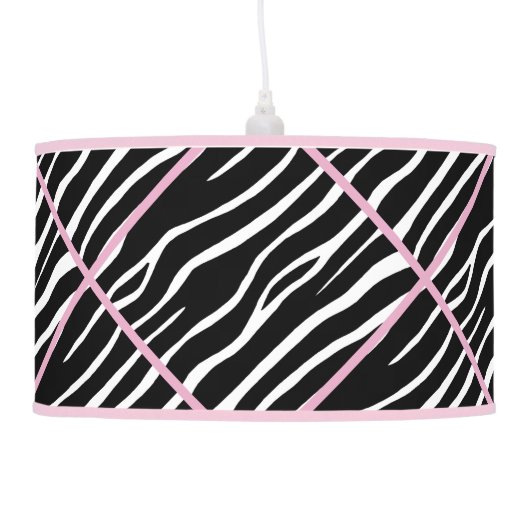 Pink Trimmed Zebra Print Lamp (Left)