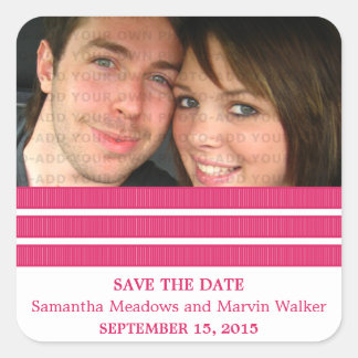 Pink Triple Stripe Save the Date Stickers
