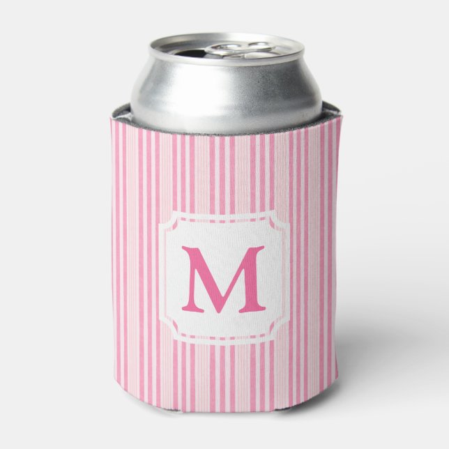 Pink Tripple Stripe| Monogram Cabana  Can Cooler (Can Front)