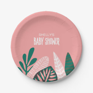 Pink Tropical Baby Shower Paper Plates