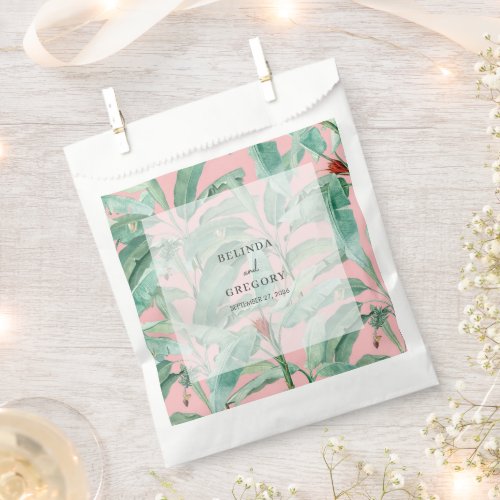 Pink Tropical Banana Palm Leaves Wedding Favor Favor Bag