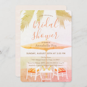 Pink Tropical Beach Chair Bridal Shower Invitation