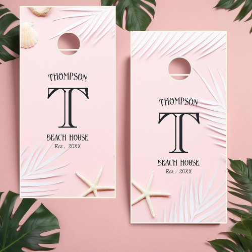 Pink Tropical Beach Cornhole Set