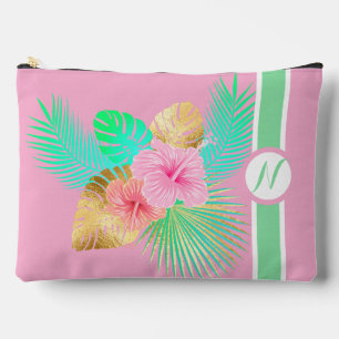 Pink Tropical Beach Monogram Accessory Pouch