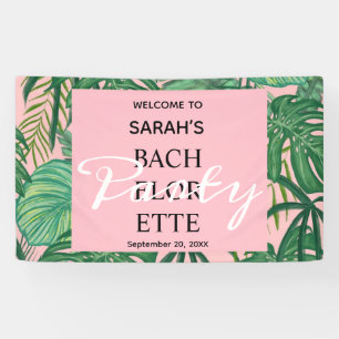Pink Tropical Beach Palm Bachelorette Welcome  Banner