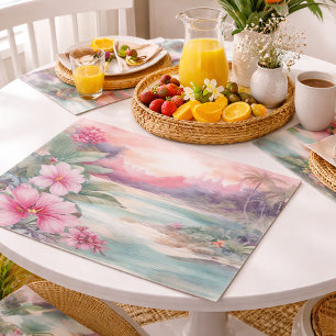 Pink Tropical Beach Placemat