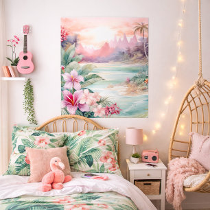 Pink Tropical Beach Poster