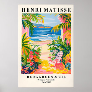 Pink Tropical Beach Print Matisse Style Coastal