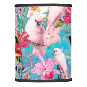 Pink Tropical Bird And Orchid Flower Pattern Lamp Shade