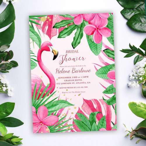 Pink Tropical Bridal Shower Invitation