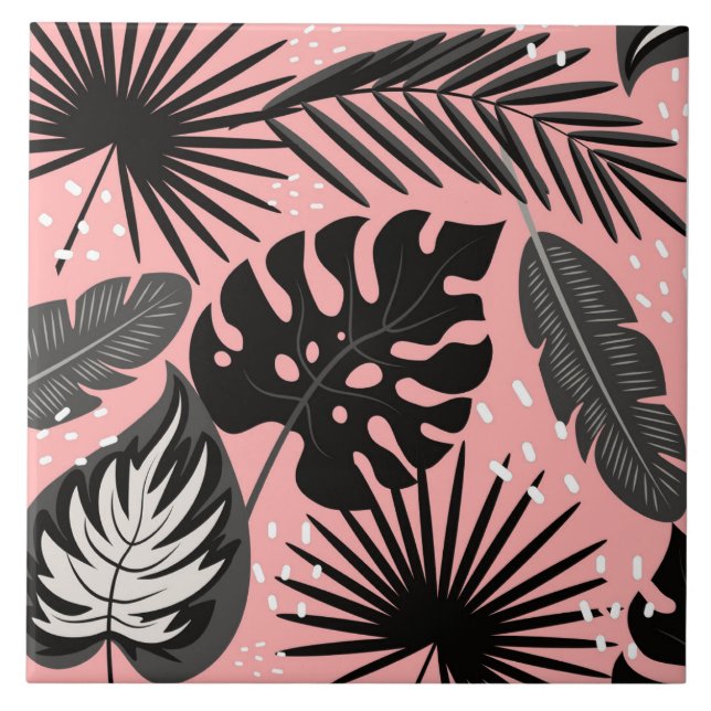 Pink Tropical Ceramic Tile (Front)