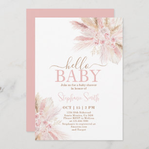 Pink Tropical Desert Baby Shower Girl Invitation