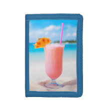 Pink Tropical Drink on Beach Wallet