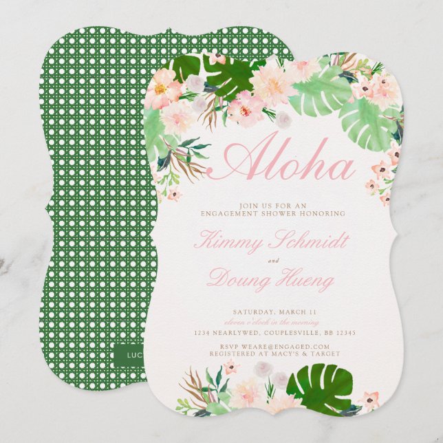Pink Tropical Engagement Invite (Front/Back)