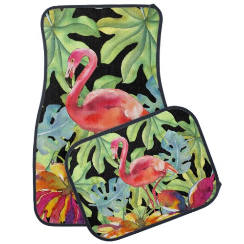 Pink Tropical Flamingo Bird Watercolor Car Floor Mat