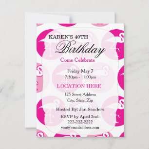 Pink tropical flamingo Birthday Party Invitations