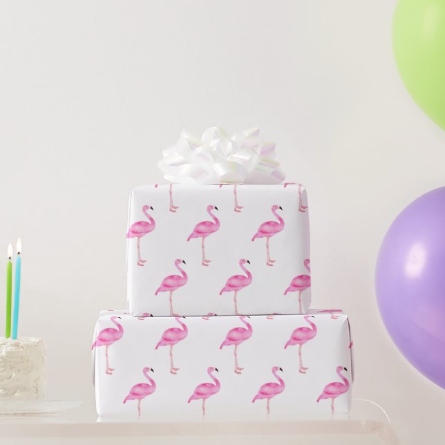 Pink Tropical Flamingo Cute Birthday Party Wrapping Paper (Party Gifts)