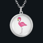 Pink Tropical Flamingo Flamingos Bird Necklace<br><div class="desc">Features an original marker illustration of a tropical pink flamingo.</div>