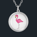 Pink Tropical Flamingo Flamingos Bird Necklace<br><div class="desc">Features an original marker illustration of a tropical pink flamingo.</div>