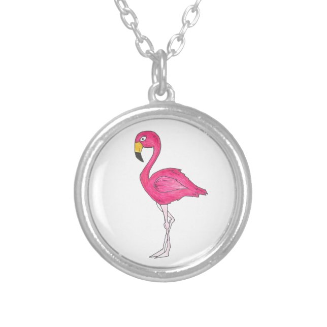 Pink Tropical Flamingo Flamingos Bird Necklace (Front)