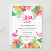 Pink | Tropical Flamingo Luau Baby Shower Invitation (Front)
