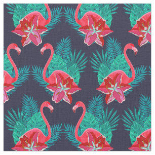 Pink Tropical Flamingo Pattern Fabric