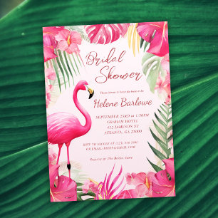 Pink Tropical Floral Bridal Shower Invitation