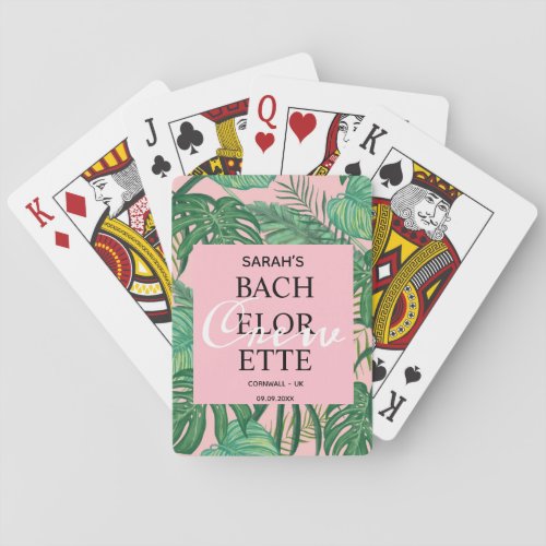 Pink Tropical Floral Girly Bachelorette Party Playing Cards