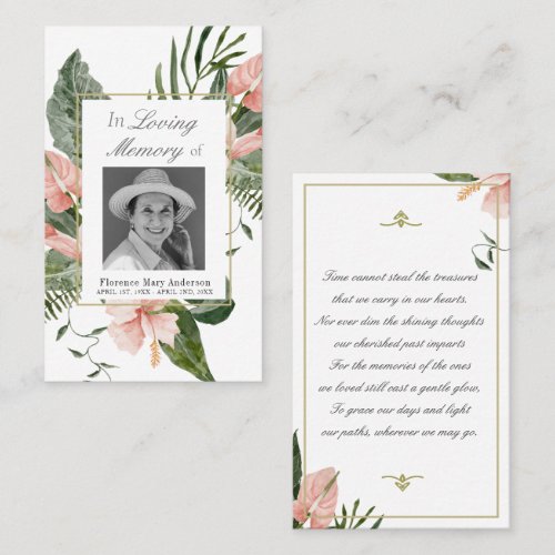 Pink Tropical Floral Sympathy Memorial Photo Card