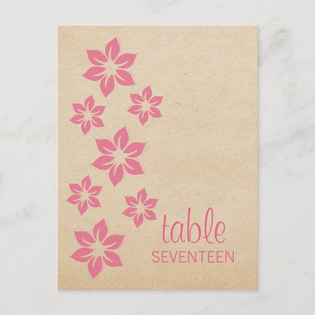 Pink Tropical Floral Table Number Postcard (Front)