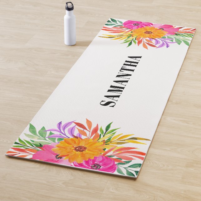 Pink Tropical Floral Yoga Mat (In Situ)