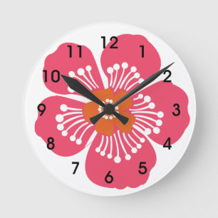 Pink Tropical Flower Wall Clcok Round Clock