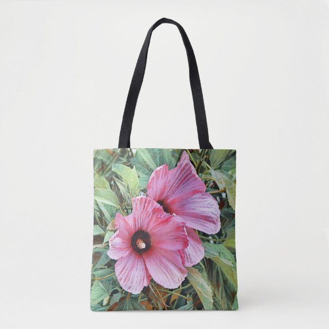 Pink Tropical Flowers Art Tote Bag (Front)