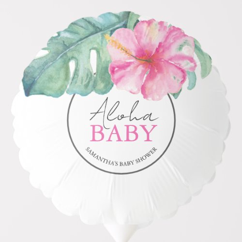 Pink Tropical Flowers Baby Shower Balloon