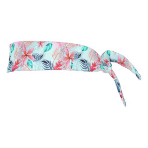 Pink Tropical Flowers Design Tie Headband