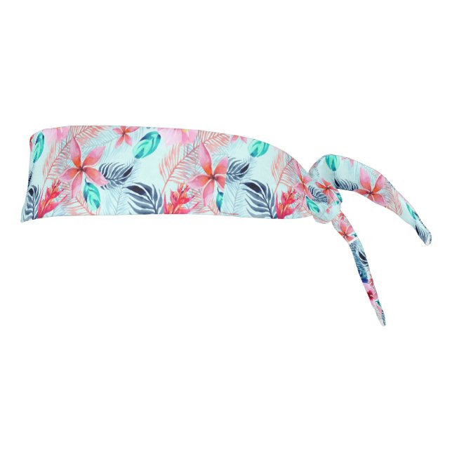 Pink Tropical Flowers Design Tie Headband (Rotate 90)