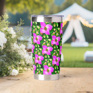 Pink Tropical Flowers Pattern Insulated Tumbler
