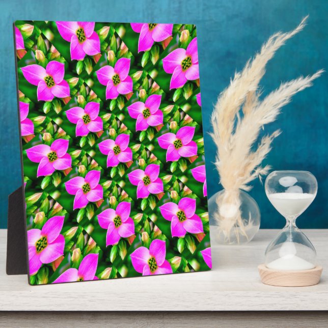 Pink Tropical Flowers Pattern Plaque (Side)