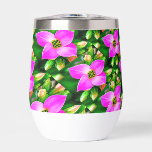 Pink Tropical Flowers Pattern Thermal Wine Tumbler