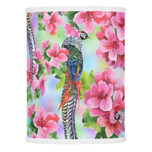 Pink Tropical Flowers  Wild Pheasant Pattern Lamp Shade