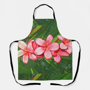 Pink Tropical Frangipani Art Apron