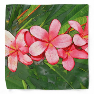 Pink Tropical Frangipani Art Bandana