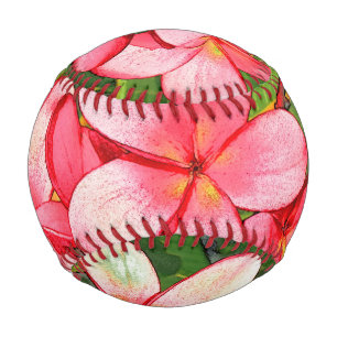 Pink Tropical Frangipani Art Baseball
