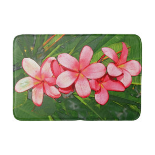 Pink Tropical Frangipani Art Bath Mat