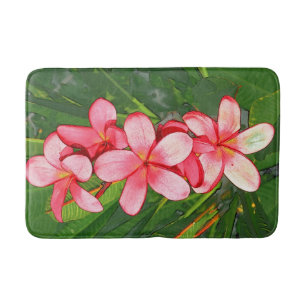 Pink Tropical Frangipani Art Bath Mat