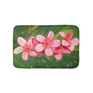 Pink Tropical Frangipani Art Bath Mat