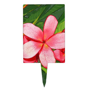 Pink Tropical Frangipani Art Cake Topper