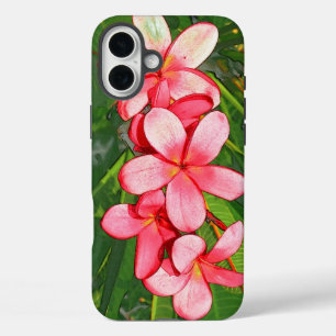 Pink Tropical Frangipani Art iPhone 16 Plus Case